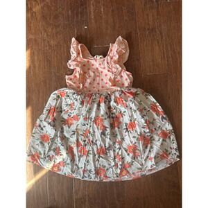 Matilda Jane Girls Size 12 Flutter away floral Dress Pink Coral